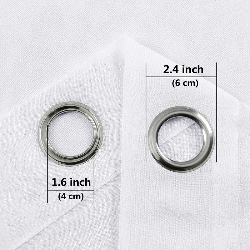 DWCN White Sheer Curtains, Linen Look Semi Transparent Voile Grommet Top Solid Lightweight & Airy Gauzy Short Curtains & Drapes for Living Dining Room Drapes W52 x L45 Inch Long, Set of 2 Panels - Image 4